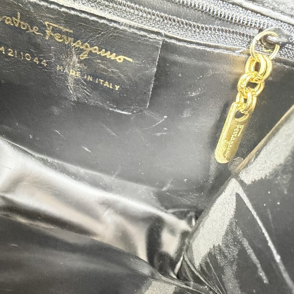 Salvatore Ferragamo M211044 Bronze Leather Shoulder Bag Made In Italy - Picture 9 of 16
